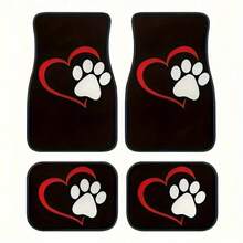 4 件通用耐用涤纶汽车脚垫，时尚爪印设计，吸水防滑可水洗，适用于 SUV、轿车、卡车，四季内饰保护，完美礼物 - 均碼 - 查看 6