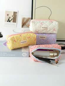 1个蝴蝶图案学生铅笔盒，多功能便携软质收纳袋 - 彩色 - 查看 3