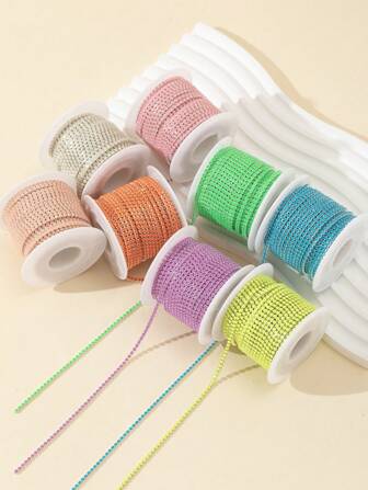 1 rouleau de chaîne de décoration en acrylique, pour la fabrication de bijoux, l'artisanat de couture, la décoration d'ongles, la décoration des chaussures et des vêtements, la décoration des robes de mariée et diverses décorations DIY