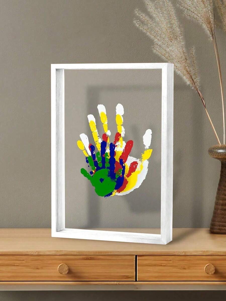 Christmas Family Handprint Craft Set, Wooden Photo Frame DIY Kit - A Perfect Gift For New Parents, Birthday, Graduation Home Decor New Year Gift - White - View 1