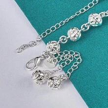 925纯银镀层精美手链高贵顶级漂亮时尚婚礼派对可爱女士漂亮舞会女式手链首饰 - 銀色 - 查看 5