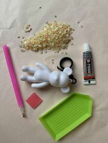 一套DIY钻石钥匙扣吊坠，趣味手工工艺品，适合作为生日、毕业、情人节和圣诞节的毛绒袜纪念品 - 彩色 - 查看 32