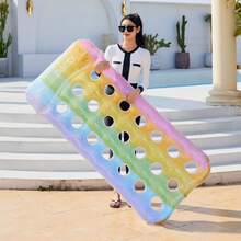 1 buah Kasur Apung Pantai Tiup Berlubang Bulat, Bahan PVC, Pelampung Gradien Berlubang dengan Payet, Kursi Apung Pantai Tiup Musim Panas, Perlengkapan Pantai, Aksesoris Pantai, Pelampung Kolam Renang, Perlengkapan Kolam Renang Tiup - MultiWarna - View 8