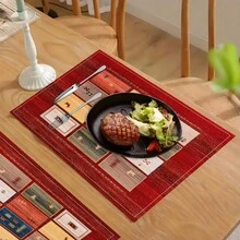 1/4/6/8/12 piezas, manteles de lino impresos lavables, almohadillas protectoras para mesa para interiores y exteriores, adecuadas para fiestas, fiestas y mesas de cocina