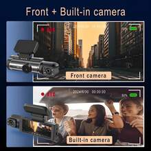 1080P Dual Lens Car Dash Cam, Front And Rear Dual Camera, Car Driving Video Recorder With Infrared Night Vision, Loop Recording, Wide Angle Dashboard Camera, 3.16" IPS Screen, With 32GB Card Optional - 彩色 - 查看 3