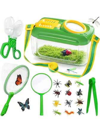 Set insectenvallen voor kinderen - set insectenvallen voor kinderen cadeau met insectenval, vlindernet, pincet, set insectenhabitat voor kinderen, geschikt voor kinderen van 3 tot 8 jaar, set van 5 (willekeurige details, vorm en kleur) kan handen en handen beschermen en insecten veilig vangen