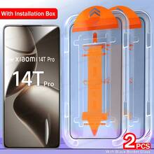 ZMZE 2pcs 8K High Definition Tempered Glass Screen Protector Compatible With Xiaomi 14T Pro, With Installation Box, Compatible With Xiaomi 14T/13/12T Pro, Oleophobic Coating Glass - 2 Pieces - View 1