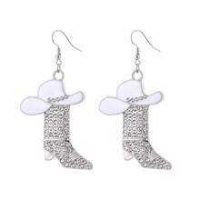 1 Pair Western Cowboy Style Rhinestone Boots Shaped Earrings, Multi-Color