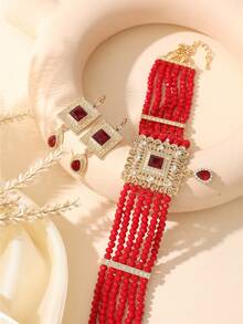 3件套女士首饰套装 - 头链、项链、耳环，奢华宫廷风，新娘婚礼套装，女士节日礼物，活动/节日表演配饰