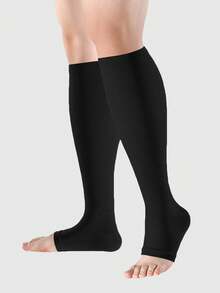 4 Pairs Toe-Less Compression Stockings For Couples, Knee-High Design, Ideal For Running, Sports, Cycling And Travel, Fall Socks - Multicolor - View 8