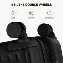 Carry On Suitcase 55CM Hand Lage Expandable With Laptop Compartment ABS+PC Hahell Spinner Trolley Cabin Size With 4 Wheels TSA Black