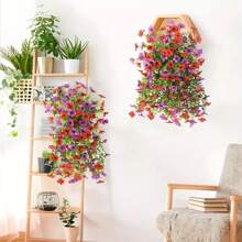 1pc Artificial Hanging Flowers, UV Resistant Hanging Violet Decoration, Plastic Flower Hanging Basket For Wedding, Home Decoration, Porch Garden Decoration, Outdoor Yard, Patio And Window Decoration