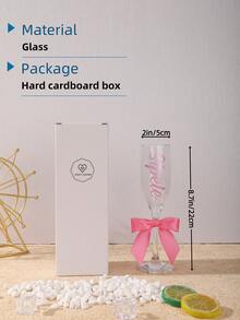 1/2/6pcs,Customized Wedding Champagne Glasses,Glass Material,6oz/180ml,Customizable Name And Title And Bow Color,Suitable For Wedding Decor, Wine Glasses,Personalized Glass Cups ,Party Decoration,Bridesmaid Gifts,Birthdays,Bachelorette Decor, Bridal Showers, Bachelorette Parties, And Special Occasions,Wedding,Easter,Mothers Day Gifts - Goblet - View 4