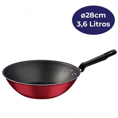Panela Frigideira Wok Tramontina Loreto 28cm  3.6l Vermelha.