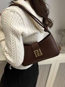 Stylish French Simple And Elegant One-Shoulder Underarm Bag Commuter Commuter Everything With Metal Decorative Buckle Design Spring Underarm Baguette Bag