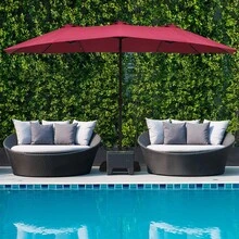 Lifezeal 15Ft Patio Double-Sided Solar LED Market Umbrella Crank 36 Lights Base - Burgundy - View 4