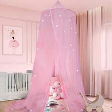 Hanging Mosquito Net, Fine Mesh Luminous Stars Princess Bed Canopy Dustproof Bug Net - Pink - View 4