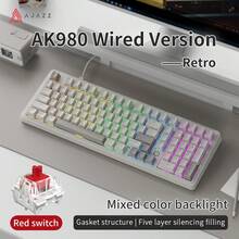 AJAZZ AK980 有线机械键盘，复古设计，高品质，适合办公和游戏 - 彩色 - 查看 13