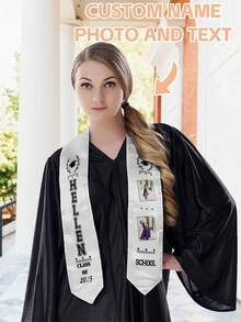 1pc Customized 2025 Graduation Shawl, Personalized Logo, Text, Photo Graduation Shawl Trim, Select Quality Graduation Shawl, 6 Colors Available, Customized According To Your Design, Graduation Gift Idea, Quality Wrinkle-Resistant Fabric, Classic Arrow-Shaped Design To Capture Memorable Graduation Moments - Multicolor - View 42