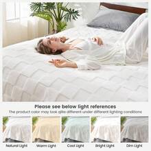 Checkered White Faux Rabbit Fur Throw Blanket, Soft Fuzzy Fluffy Minky Cream Furry Blankets For Couch, Bed (50 * 60 Inches Ivory) - Ivory - 查看 8