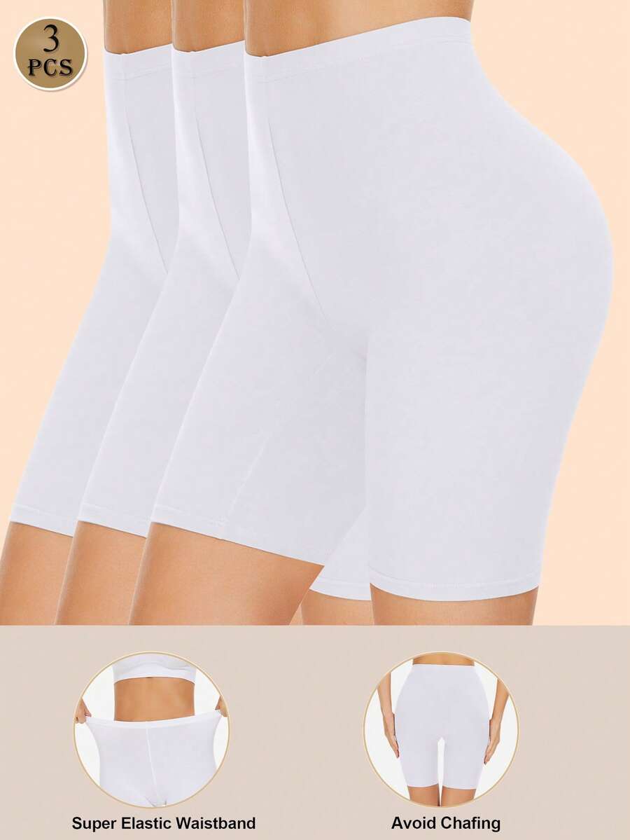 3 piezas de calzoncillos bóxer sin costuras de unicolor - Blanco - Ver 1