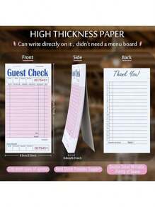 Guest Check Pads EP-3632-1 (20 Pads), Total 1000 Pink Waitress Notepad, Server Order Pads