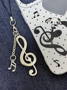 1 mặt dây chuyền điện thoại hình nốt nhạc Hàn Quốc cổ điển sang trọng, dây đeo trang trí phong cách cô gái đáng yêu cổ điển - Bạc - Xem 2