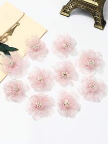 10 bông hoa gạc trong suốt mô phỏng tự làm phụ kiện thủ công cho giày dép, mũ, kẹp tóc, mũ đội đầu, phụ kiện trang trí quần áo, vật liệu hoa gạc, thích hợp để trang trí trong mọi mùa - rất thích hợp cho ngoài trời, phòng khách, họp mặt gia đình, Halloween, Phục sinh, trang trí hoa đa chức năng | Thiết kế cánh hoa tinh tế | Hoa nhân tạo bền, trang trí hoa - Nhiều màu - Xem 14