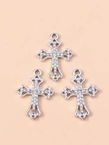 10pcs Gothic Style Crystal Hollow Cross Earring Pendant Keychain Necklace DIY Accessory Supplies - Multicolor - View 10