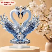 1 pièce Décoration acrylique plate 2D, Décoration de forme de cygne de couple. Parfait pour la décoration de la maison, chambre à coucher, salon et bureau. Parfait pour la maison, le café, le mariage, l'anniversaire, la remise des diplômes, cadeaux pour la famille et les amis.