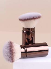 3支装专业可伸缩面部化妆刷，腮红粉底刷，合成软毛刷，适用于液体化妆品，适合居家或外出使用，包括粉底刷、遮瑕刷、腮红刷、修容刷、古铜粉刷、散粉刷等。 - 咖啡棕 - 查看 4