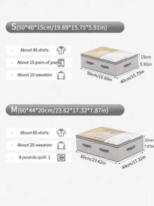 1PC Perspective Style Bed Bottom Storage Bag, Miscellaneous Classification Storage Bag, Cabinet Top Quilt Storage Bag, Bed Bottom Clothing Storage Bag, Bed Bottom Toy Storage Bag, Puncture Resistant And Wear-Resistant, Two-Way Alloy Zipper, Foldable Design, Widened Handle, Suitable For Home Miscellaneous Storage Classification, Space Management Storage, Portable Storage For Travel