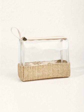 1 件雪尼尔和金色闪光贴片洗漱包化妆收纳包旅行装化妆包铅笔盒或铅笔盒钱包收纳包美容收纳包学院风化妆包尼龙化妆包化妆收纳包洗漱用品收纳包拉链收纳包