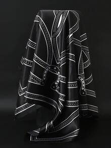 1pc 90*90cm Popular Anti-UV Headscarf Shawl, Muslim Unisex Outdoor Windproof Dust-Proof Hijab, Air-Conditioned Room Scarf, Thin Seasonal Chain Print Colored Square Bandana Scarves (Blue, Green) - A - View 25