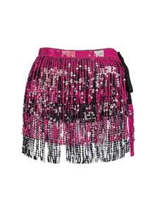 Fuste cu ciucuri și paiete cu sclipici pentru dansul din buric, fuste la modă cu curea pentru dansul din buric