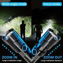 1pc Portable Outdoor Mini LED Multifunctional Zoom Rechargeable Bright Adjustable Flashlight - Black - View 6
