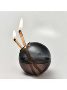 1pc Creative Grey Large Mouth Circular Glass Oil Lamp Candlestick Decoration Home Desktop Smoke Free Crispy Oil Lamp