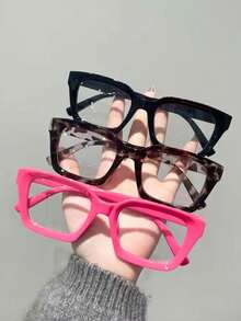 4pcs Blue Light Blocking Glasses - Fashion Square Fake Eyeglasses, Face-Flattering,Anti Ray Computer Gaming Glasses, Blue Blockers Glasses For Women/Men,Daily Versatile School Style - Multicolor - View 3