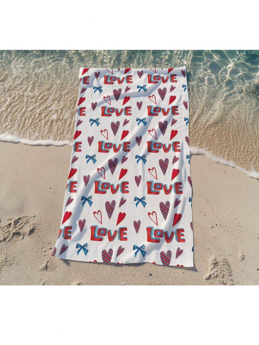 Printed Beach Towel - Creamy White - View 1