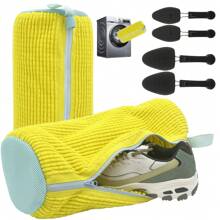 Bag For Washing Shoes In A Machine, Featuring 360° Cleaning Capabilities. Includes Adjustable Shoe Trees For Two Pairs, Enhanced Durable YKK Zippers, And Over 12,000 Fluffy Fibers Suitable For Machine-Washable Sneakers, Among Other Items, Laundry Bags