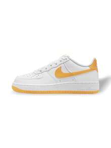 Nike Giày thể thao Air Force 1 GS Teen màu trắng dành cho học sinh trung học phổ thông màu vàng FV5948-109 - Vàng trắng/Đại học - Xem 1