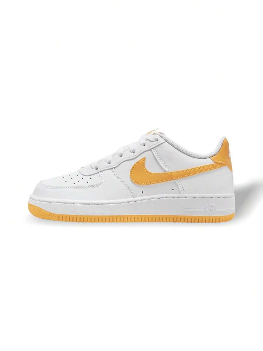 Nike Giày thể thao Air Force 1 GS Teen màu trắng dành cho học sinh trung học phổ thông màu vàng FV5948-109 - Vàng trắng/Đại học - Xem 1