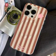 Funda magnética mínimalista para teléfono con bloque de color, rayas y diseño de estrella para 16 Pro Max/ 15 Pro Max/ 14 Pro/ 13, funda de teléfono de moda / simple / diseño para mujeres