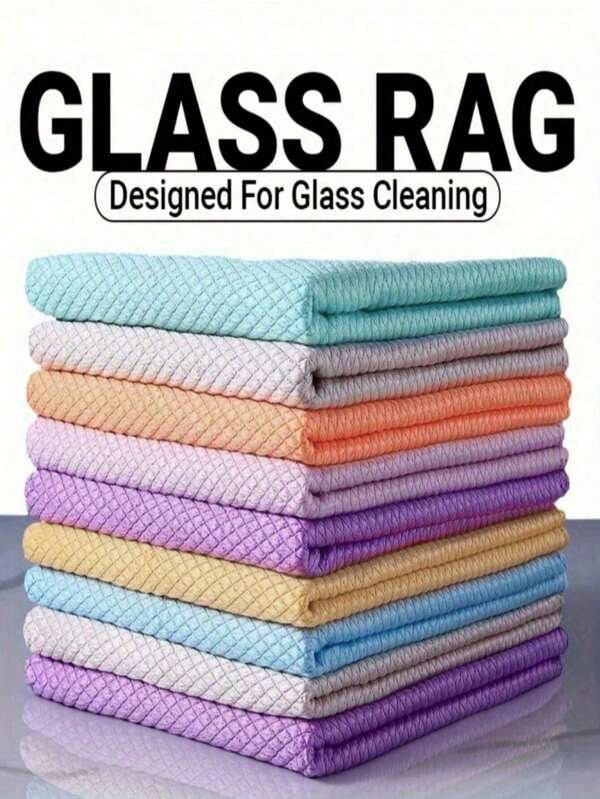 Lot de 5/10 pièces Chiffon de nettoyage réutilisable magique, efficace pour la cuisine, les miroirs, les vitres, la vaisselle, les écrans et les vitres de voiture. Pratique pour un nettoyage à long terme, fournitures et outils de nettoyage essentiels, couleur aléatoire
