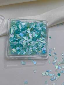 1 mảnh vỏ sò siêu mỏng, phụ kiện trang trí móng tay, mảnh bào ngư tự nhiên không đối xứng lấp lánh - Màu be - Xem 9