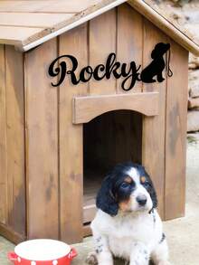 1件定制爪印金属铭牌，可个性化定制，适用于宠物家居装饰、送给狗爸狗妈的生日礼物、宠物纪念礼物、金属狗狗墙饰，室内外皆宜，可用于客厅、花园、露台等场所。 - 黑色 - 查看 5