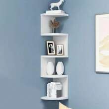 5 Tier Floating Corner Shelves Wooden Storage Display Shelf Units Wall Mount UK - White - View 8