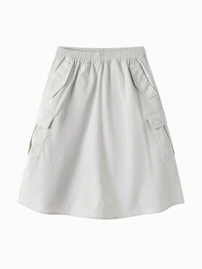 Balabala 少女夏季新款纯色实用口袋休闲A字裙
