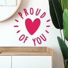 Adesivo da parete e adesivo per il bagno autoadesivo - Citazione ispiratrice "SONO ORGOGLIOSO DI TE" con design a cuore, decorazione artistica in vinile per stanze da ragazze, camere da letto, guardaroba e spazi di moda - Decorazione per la casa facile da rimuovere, bagno, adesivi murali