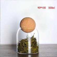 1 个玻璃储物罐，带软木盖，适用于储存茶叶、鲜花、坚果、糖果等。圆形软木密封储物罐，花果茶，咖啡豆展示瓶，厨房必备整理用品